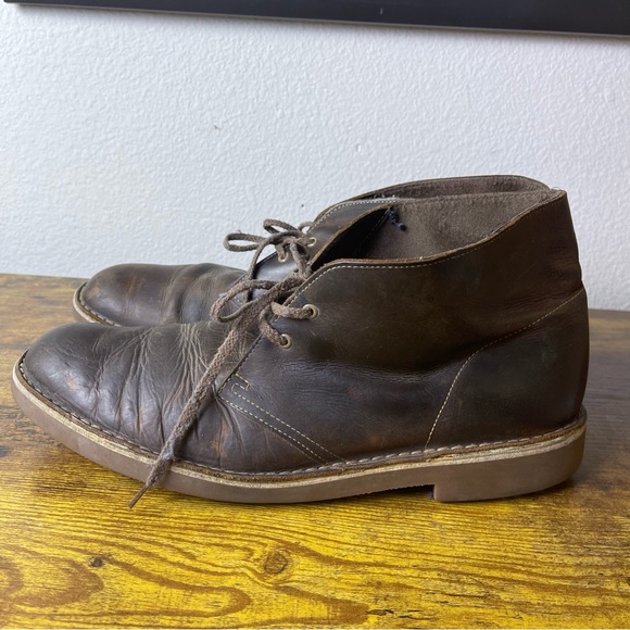 Clarks 15522 Bushacre 2 Brown‎ Leather 2-Eye Lace-Up Desert Boots Men's US 13 - Picture 1 of 13